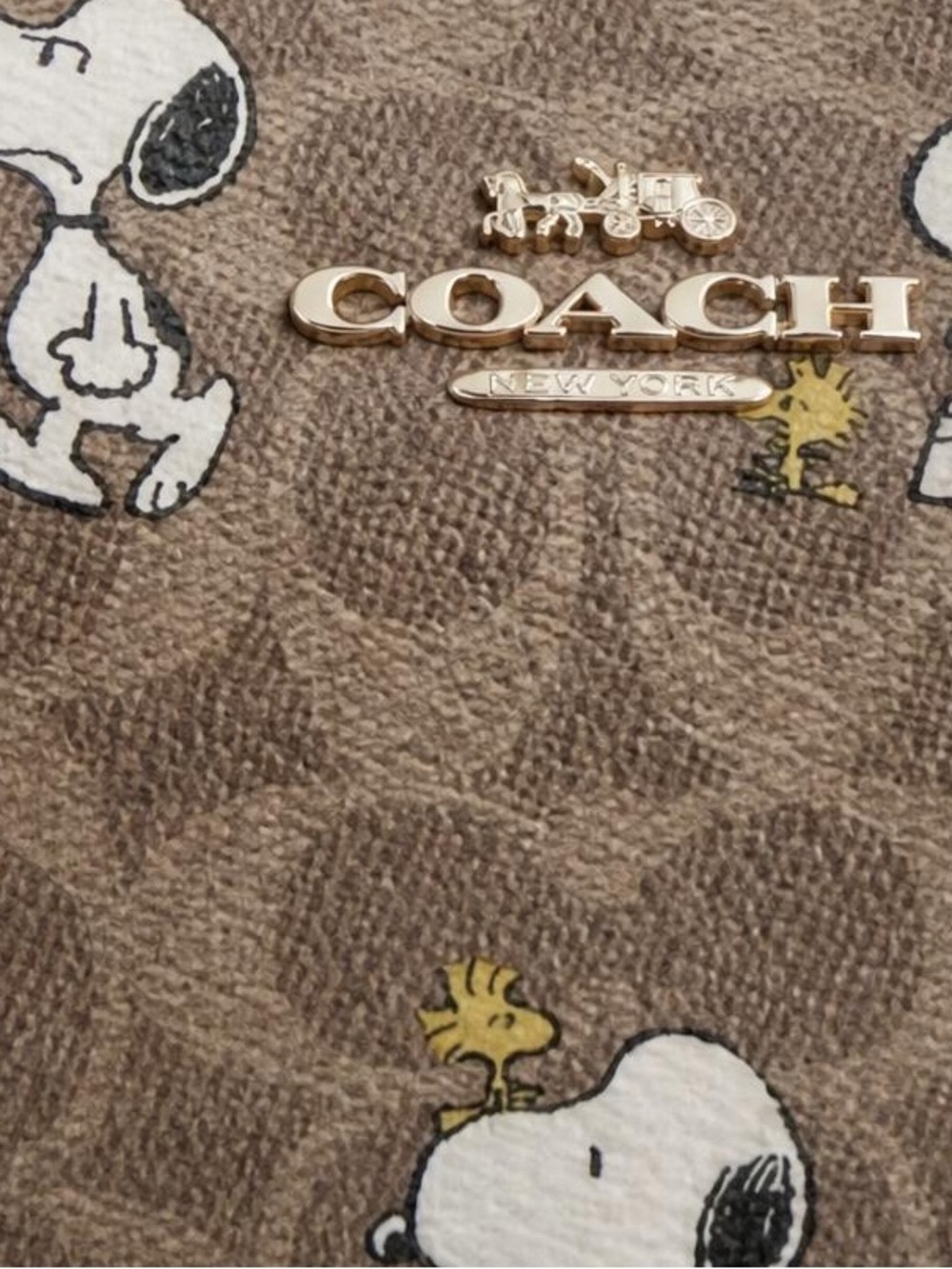 Coach Brown Snoopy Printed Wristlet with Gold Hardware - Picture 3 of 7